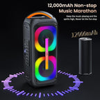 Karaoke Machine with 2 Wireless Microphones, 【Dual 60W 6.5"Subwoofer & 400W Peak】Big Loud Bluetooth Party Speaker with Disco Lights, Portable PA System with TWS Stereo Sound & Deep Bass, Gift for All
