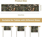 Mushroom Table Runner,Vintage Boho Forest Wild Animal Wildflower Botanical Plants Pattern Print Burlap Hotel Indoors Outdoor Dining Room Kitchen Holiday Party, 13x90in