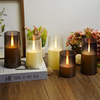 Flameless LED Candles, Upgraded Realistic Flickering Pillar Battery Operated Candles with Remote Timer, Acrylic Electric Set of 2 for Romantic Ambiance and Home Decoration（Ivory）