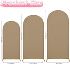 Wedding Arch Covers Arch Backdrop Cover Arch Stand Covers 7.2FT 6.6FT 6FT Set of 3 Arch Cover Spandex Fabric Stretchy Backdrop for Wedding Birthday Party Decoration Baby Shower (Khaki)