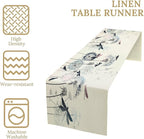 Dandelion Table Runner,Nature Rustic Dragonfly Teal Blue Floral Pattern Print Burlap Tablecloth for Hotel Indoors Outdoor Dining Room Kitchen Table Decor, 13x108in