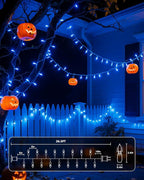 Brightown Blue Christmas Mini String Lights, 100-Count 26.5ft Incandescent Bulb Halloween Fairy Lights for Indoor Holiday Decor, Christmas Tree Garland Wedding Party Multi-Use Decoration, White Wire
