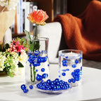 150 Pieces Vase Filler Faux Pearls Vase Makeup Beads No Hole Gloss Bead Mixed Sizes Round Pearl for Home Party Wedding Decor, 8/14/20 mm(Royal Blue)