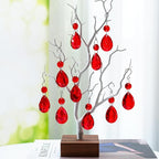 H&D HYALINE & DORA 3Inch Crystal Suncatcher Bauhinia Prisms Pendants 10Pcs Chandelier Crystals Replacement Hanging Sun Catcher Beads for DIY Arts Crafts Decor (Red)