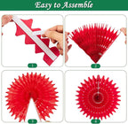 SUNBEAUTY Pack of 12 Christmas Party Decorations Christmas Classroom Decorations Hanging Paper Fans for Xmas Holiday Ceilings Wall Decor Winter New Year Party Supplies