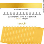 Aneco 12 Pack Satin Table Runner 12 x 108 Inch Gold Long Wedding Satin Silk Table Runner for Wedding Banquet Graduations Birthday Party Decoration