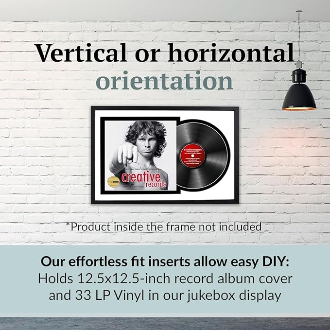 Creative Picture Frames 16" x 24" Jukebox Vinyl Frame Display with Double Double White-Black Matting, LP Record Album Frame for Wall Decor, White/Black, 1 Count