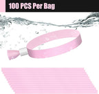 Green-Power America 100 Pcs Cloth Event Wristbands, Event Wristbands, Colored Wrist Bands for Events, for Lightweight Concert Wrist Strap for Activities, Party Bracelets for Events (Color : Pink)