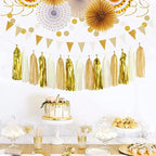 White Gold Bridal-Shower Engagement Party-Decorations - 33pcs Banner,Streamers Tassel Garland,Tissue Pom Poms Honeycomb,Paper Lantern Fans,Christmas Wedding Bachelorette Baby Birthday Decor Hugtmr