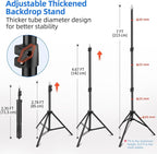 Hemmotop Photo Backdrop Stand, 10x7 ft Background Stand for Photoshoot, Adjustable Backdrops Support kit with Carry Bag for Parties, Photography, Projector Screen, Wedding, Decoration, Balloons