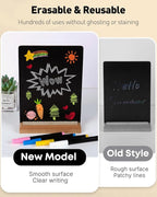 Uniclife Small Chalkboard Sign with Stand & Chalk Markers, 5.9 x 8 Inch, Double-Sided Wooden Chalk Board Sign for Tables, Reusable Message Board, Menu Board for Wedding Party Restaurant Food Display