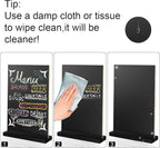 EHWINE Mini Chalkboard Easel Sign Set,8 Pack 6x8 Inch Wooden Boards with Acrylic Base and Liquid Chalk Markers, Reusable Double Sided Tabletop Display for Wedding, Restaurant, Party, Coffee Shop Decor
