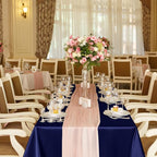 TURSTIN 4 Packs Satin Tablecloth 102 x 58 Inch Overlay Satin Table Cover Rectangle Bright Silk Tablecloth Smooth Fabric Table Decoration for Wedding Banquet Party Events, Navy Blue