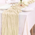 10-Pack Beige Cheesecloth Table Runners – 10FT (35x120 Inch) Boho Rustic Gauze Fabric Cheese Cloth Table Runner for Weddings, Baby Showers, Bridal Shower, Farmhouse & Birthday Party Decor