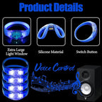 100 Pcs LED Bracelets Sound Activated with Flashing LED Strobe Music Control Light Up Bracelets for Rave, Game Prizes, Birthday Party Favor,Valentine's Day gift