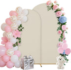 Wedding Arch Covers Arch Backdrop Cover Arch Stand Covers 7.2FT 6FT Set 2 Arch Cover Spandex Fabric Stretchy Backdrop for Wedding Birthday Party Decoration Baby Shower (Off-White)