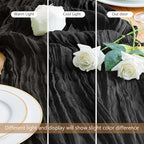 Asee'm Cheesecloth Table Runner 120 Inches Long Black Boho Gauze Cheese Cloth Runner 10FT Rustic Sheer Fall Table Runners for Thanksgiving Wedding Party Baby Shower Decoration