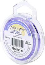 Artistic Wire, 24 Gauge Silver Plated Tarnish Resistant Colored Copper Craft Wire, Amethyst, 15 yd