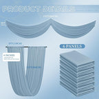 6 Panels Dusty Blue Ceiling Drapes for Wedding 5ftx15ft Ceiling Drapes Wedding Arch Draping Fabric Cheesecloth Sheer Curtain Romantic Ceiling Decorations for Weddings Party Banquet Ceremony Stage