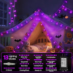 LORRYTE Connectable Purple Halloween Lights Outdoor Indoor - 43FT 100LED Globe String Lights Plug in with Timer, 13 Modes Fairy Light Waterproof for Party Halloween Decorations Bedroom Decor