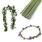 16-inch 18 Gauge Green Paper Covered Floral Wire Stems for DIY Crafts, Artificial Flower Arrangements Home Decor Artificial Paper Stems (Pack of 50)