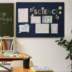 Large Bulletin Board - 48 x 36 Inches, Decorative Felt Pin Board for Wall - 4' x 3' Foldable Photo Display Board with Self-Adhesive Tape, Includes 20 Push Pins - Dark Blue