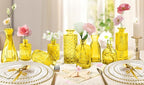 Light Yellow Glass Bud Vases Set, 24 Pcs Vintage Small Vases for Flowers, Crystal Mini Glasses in Bulk, Small Flower Design for Centerpieces Wedding Decorations Home Flower Party Decor