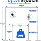FUDESY Pipe and Drape Stand Kit, 10x10ft Heavy Duty Adjustable Metal Backdrop Frame for Photography, Wedding Parties, Decoration