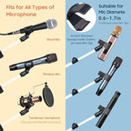 CAHAYA Microphone Stand Tripod Boom Arm Floor Mic Stand with Carrying Bag and 2 Mic Clips for Singing Performance Wedding Stage and Mic Mount White