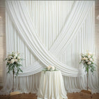 40×14ft Wrinkle Free Ivory Backdrop Curtain, Soft Silky Easy to Drape Cream Wedding Drapes for Backdrop, 8 Panels 5×14ft Photo Backdrop Curtains for Parties Birthday Photography Background Cloth