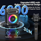 Karaoke Machine with 2 Wireless Microphones,【Upgraded 6.5"Woofer & 2"Tweeter】Portable Bluetooth 5.3 Karaoke Speaker, PA System with Bass/Treble/Echo Adjustment, Supports USB/AUX/TF/TWS for Home Party
