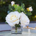 Enova Floral Set of 4 Cube Glass Vase, 4x4X4 Inch Glass Flowers, Clear Square Glass Vases, Floating Candle Holders, Table Decorative Vase for Home Office Décor, Wedding Centerpieces
