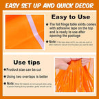 3 Pack 29 x108 Inch Macaron Orange Foil Fringe Table Skirts Metallic Banner for Tinsel Streamer Garland Backdrop for Parade Floats Mother's Day, Graduate, Birthday, Wedding Party Decoration