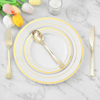 BESTVIP 50 Pack 6.9 Inch Gold Plastic Spoons, Heavy Duty Plastic Silverware, Heavyweight Gold Disposable Spoons, Disposable Serving Utensils for Catering, Parties, Dinners, Weddings, Christmas
