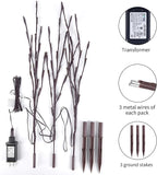 Lighted Branches for Vases Plug in - 3 Pack 24Inch 60 LED Christmas DIY Twig Pathway Lights, Artificial Tree Bendable Xmas Fairy Lights with Stakes for Outdoor Indoor Party Decoration, Multicolor