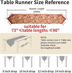 Luxury Vintage Table Runners 108 inches Long Embroidery Jacquard Fabric with Multi-Tassels Table Runners for Dining Room Dresser Wedding Christmas Thanksgiving Party Decorations (Red, 12X108inch)