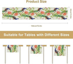 Peacock Table Runner,Seasonal Flower Plants Peacock Birds Table Runner for Home Kitchen Dining Party Indoor Outdoor Decoration 13x120 Inch