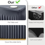 Wish Care 2 Pack Gray Spandex Table Clothes for 8 Foot Rectangle Tables, 8FT Wrinkle Free Fitted Tablecloths Ruffles Design Table Cover for Party, Banquet, Wedding and Events