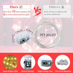 24 Pack Red Fairy Lights 7Ft 20 LED Twinkle String Lights 3 Modes Battery Operated Waterproof Firefly Starry for Mason Jar Party Wedding Christmas Valentines Day Table Centerpieces