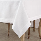 Solino Home Linen White Tablecloth 60 x 132 Inch - 100% Pure Linen Rectangular Tablecloth - Machine Washable Table Cloth for Fall, Autumn, Halloween, Thanksgiving, Christmas, Holiday - Fete