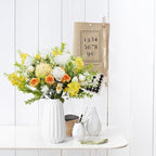 8Pcs Fake Flower Bouquet Artificial Silk Flowers White Yellow Rose Faux Floral Arrangements Picks Summer Flowers for Wedding Home Table Centerpieces Decorations