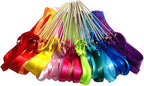 Kingsnow 50 Pack Ribbon Wands Wedding Streamers with Bells, Silk Fairy Stick Wish Wands Party Favors for Wedding Send Off Party Activities Table Holiday Celebration