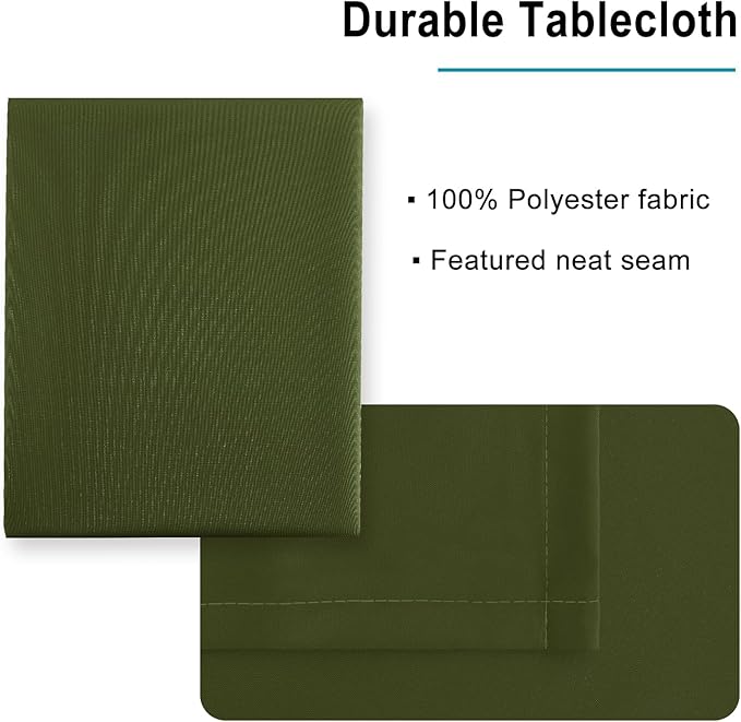 Hiasan Olive Green Tablecloth for Square Tables - Waterproof and Spillproof Washable Fabric Table Cloth for Dining Room Kitchen Party, 40 x 40 Inch