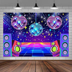 Disco Backdrop 7 x 5 ft Retro Glow Party 70s 80s 90s Theme Stage Dance Background Disco Party Decoration Disco Ball Banner Dance PartyBackdrop for Birthday Party Prom Portrait Photo Props,Multi2