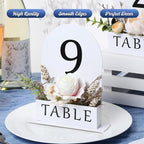 Table Number 1-15 for Wedding Reception Arch Acrylic Wedding Table Number with Flower Trough 5" x 7" Mirrored Rustic Centerpiece for Reception Bridal Shower Party Catering Banquet(White)