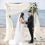 Wedding Arch Draping Fabric, 2 Panels 28" x 19Ft Ivory Wedding Arch Drapes Sheer Backdrop Curtain for Wedding Ceremony Party Ceiling Decor