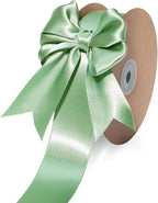 LaRibbons Sage Green Satin Ribbon 1 1/2 Inch 50 Yards Luxury Double Faced Green Silk Ribbon for Flower Bouquet Crafts Gift Wrapping Wedding Decoration