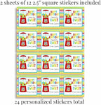 Custom & Personalized Sweet Gumball Happy Birthday Gift Tag Sticker Labels, 24 2.5" Square Stickers by Amanda Creation