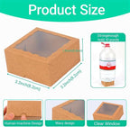 RomanticBaking 3 ¼" x 3 ¼" x 1 ½" 50PCS Chocolate Truffle Boxes for 4,Mini Bakery Boxes with Window for Brownie,Cookies, Soap, Donut,Macaron