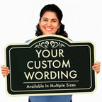 Custom Decorative Outdoor Metal Sign - Personalized Aluminum Driveway Sign, Waterproof, Made in USA - Design 1 Black Charcoal 36x24 In
